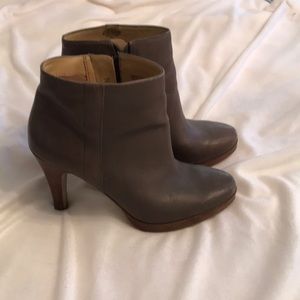 Taupe ankle boots with 2 1/2 inch heel